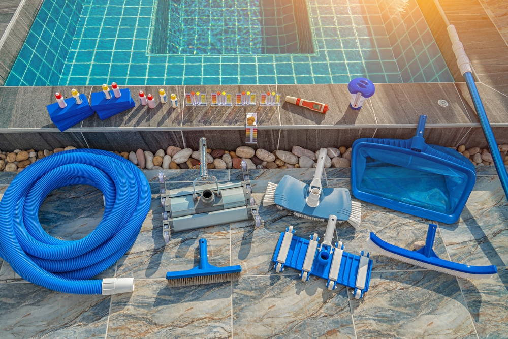 A photo of pool equipment for pool maintenance